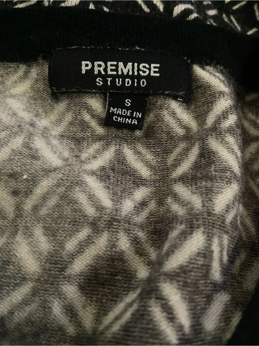 Premise Studio Patterned Black and White Sweater Size S